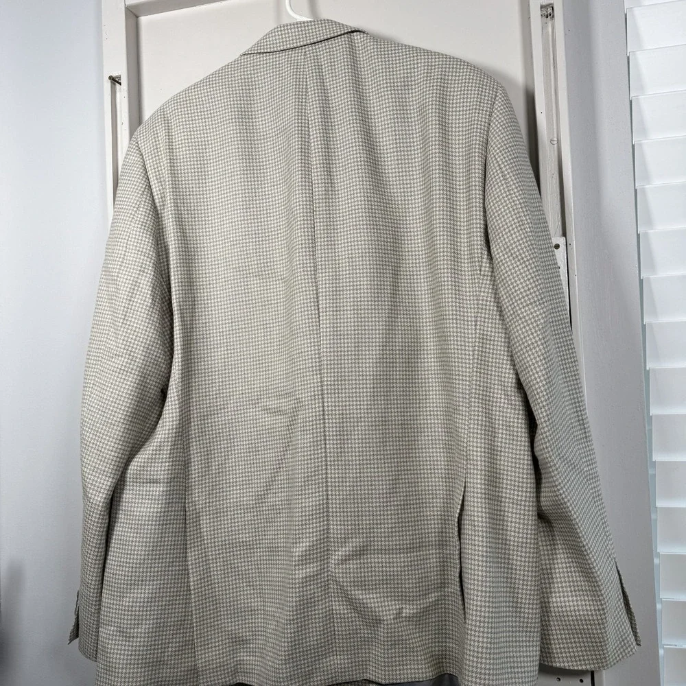 Ralph Lauren Blazer Men's‎ Size 48R Beige Houndstooth Wool 2-Button Jacket LRL